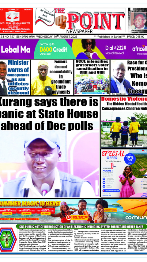 Today is Wednesday 19th August 2026. Here are the new headlines of The Point Newspaper