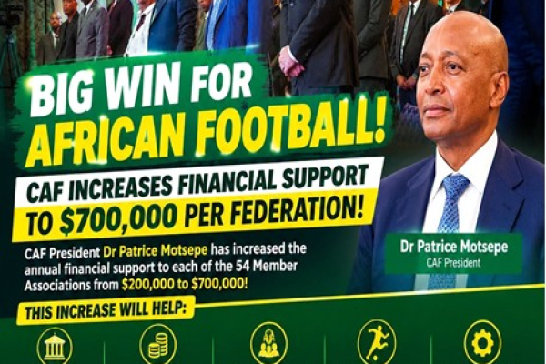 CAF President Motsepe reinforces commitment to African football by increasing financial support to MAs from US$200,000 to US$700,000