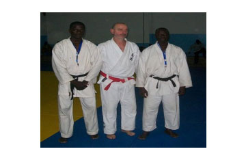Two martial art demonstrators wrap up training on Juit-Jusu in Dakar