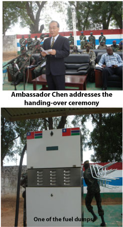 Ambassador Chen presents fuel dumps, renovated quarters to Yundum Barracks