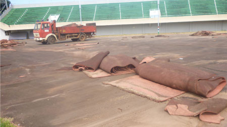 Stadium athletics track under major repair