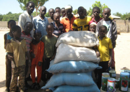 students with the donated items
