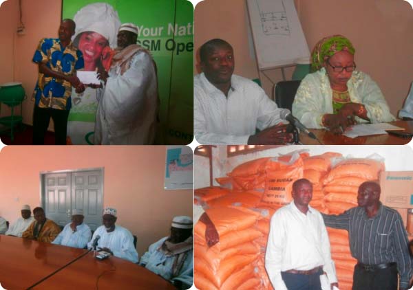 Gamcel hands over 100 bags of rice to GISC for onward transmission