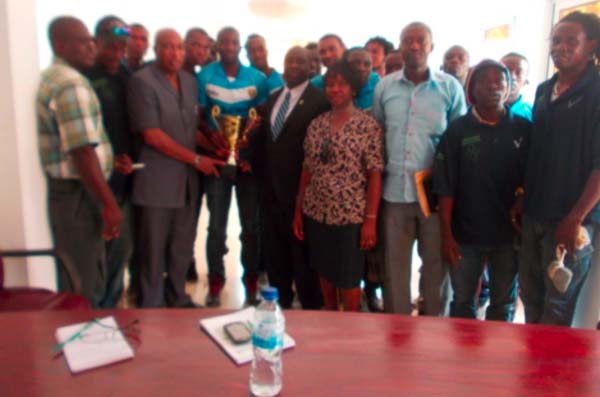Leone Stars present trophy to Ambassador Daramy
