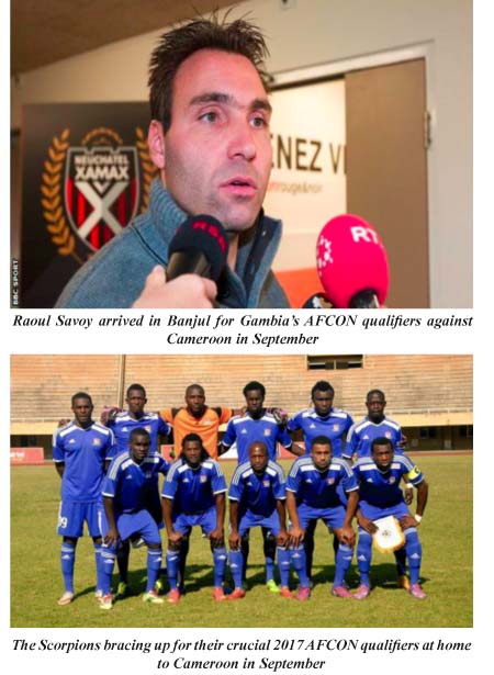 Coach Savoy arrives in Banjul for Gambia-Cameroon AFCON qualifiers clash