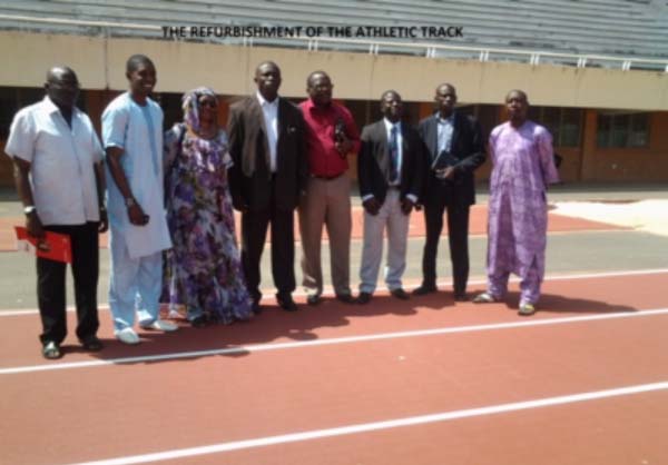 Gambia IOC Member inspects Independence Stadium athletics track