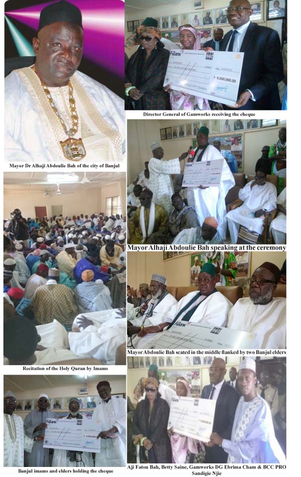 BCC Mayor presents D6M cheque to Gamworks for Banjul development projects
