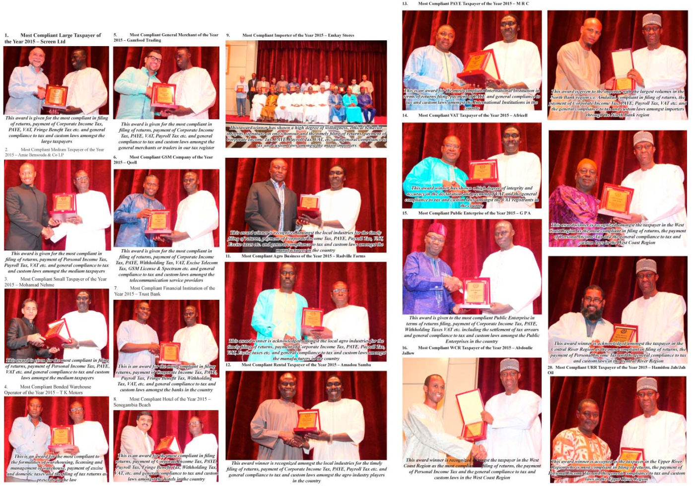 GRA Presents Awards to 20 most Compliant Taxpayers