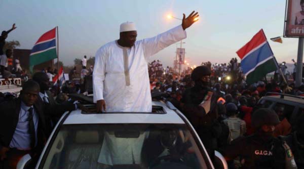 President Barrow receives rousing welcome
