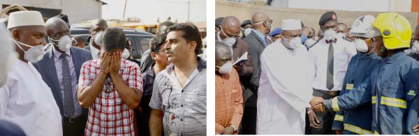 President Barrow visits Fire Disaster Site, thanks firefighters for bravery