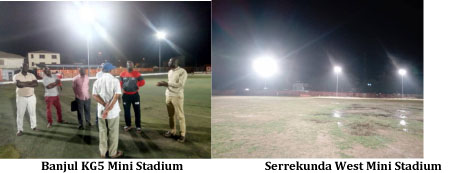 GFF tests Banjul KG5 and SK West Mini Stadium floodlights