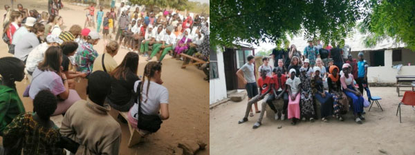 18 Danish students on experience sharing trip at Kuntaur Upper Basic School