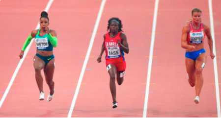 Gina Bass wins 60m women final in Dusseldorf Indoor